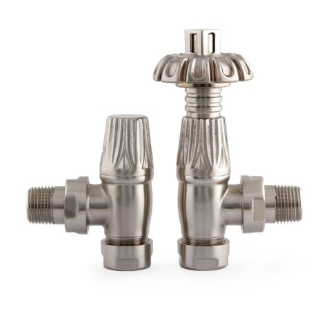 Chatsworth Satin nickel finished, cast iron radiator valve, TRV