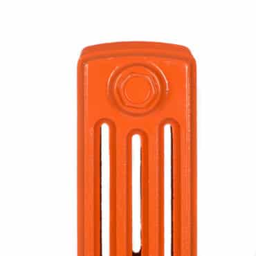 Electric orange, cast iron radiator finish