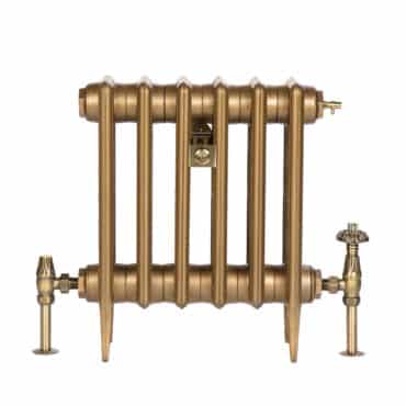 Victorian 4-column cast iron radiator, featuring classic design, perfect for adding vintage charm and efficient heating to your space, finished in old penny